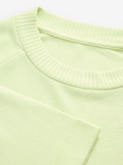 Lime Green Soft Touch Cosy Crew Neck Boxy Mid Short Sleeve Jumper Top - Image 8 of 8
