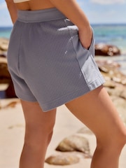 Blue Textured Waffle Summer Shorts - Image 4 of 8