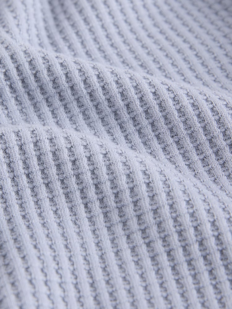 Blue Textured Waffle Summer Shorts - Image 7 of 8