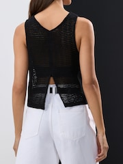 Black Crochet Shell Tank Top - Image 3 of 7