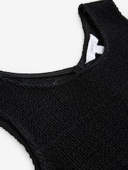 Black Crochet Shell Tank Top - Image 6 of 7