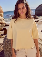 Buttermilk Summer Slogan Graphic Embroided Short Sleeve 100% Cotton Sweatshirt T-Shirt - Image 3 of 4