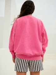Fluro Pink Relaxed Fit License 7up Washed Crewneck Sweatshirt - Image 2 of 9