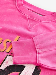 Fluro Pink Relaxed Fit License 7up Washed Crewneck Sweatshirt - Image 7 of 9