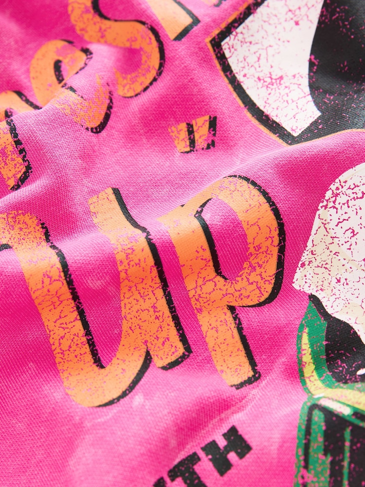 Fluro Pink Relaxed Fit License 7up Washed Crewneck Sweatshirt - Image 8 of 9