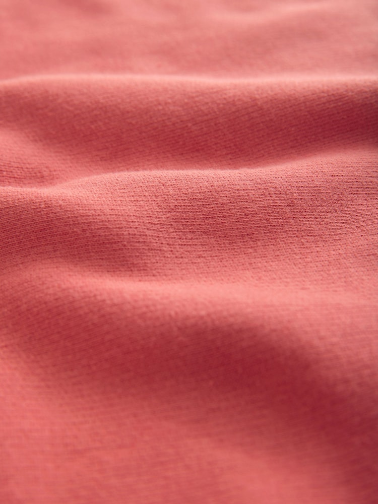 Red Raw Hem Detail Washed 100% Cotton Crew Neck Sweatshirt - Image 7 of 7