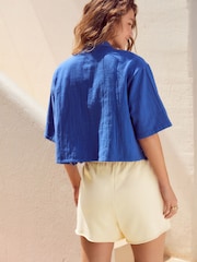 Babeurre/Jaune - Short en jersey 100% coton délavé à ourlet brut - Image 2 de 5