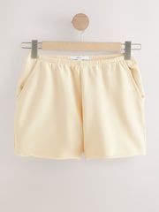 Buttermilk/Yellow Raw Hem Detail Washed Cotton Jersey Shorts - Image 6 of 8