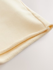 Buttermilk/Yellow Raw Hem Detail Washed Cotton Jersey Shorts - Image 8 of 8
