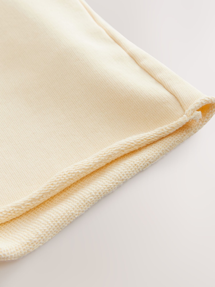 Buttermilk/Yellow Raw Hem Detail Washed Cotton Jersey Shorts - Image 8 of 8 Buttermilk/Yellow Raw Hem Detail Washed Cotton Jersey Shorts - Image 8 of 8