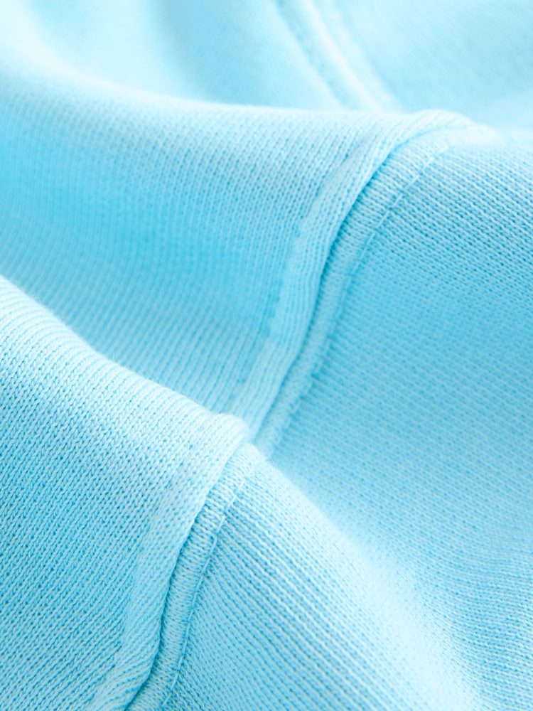 Blue Raw Hem Detail Washed 100% Cotton Crew Neck Dress - Image 6 of 7