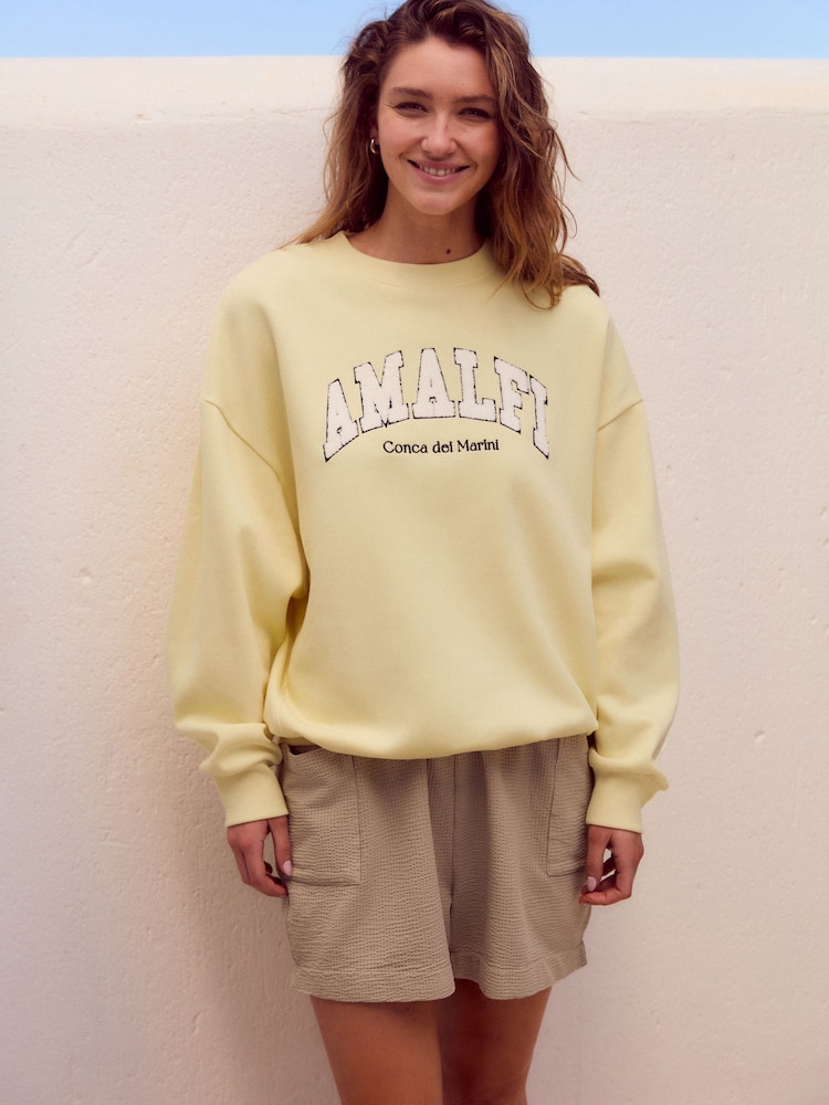 Buttermilk Yellow Boucle Amalfi City Graphic Sweat Top - Image 2 of 7