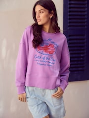 Purple Graphic Beaded Lobster 100% Cotton Crew Neck Longsleeve Sweat Top - Image 2 of 8