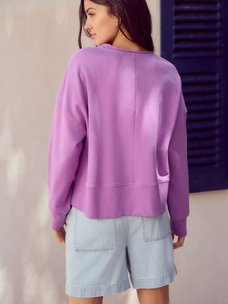 Purple Graphic Beaded Lobster 100% Cotton Crew Neck Longsleeve Sweat Top - Image 3 of 8