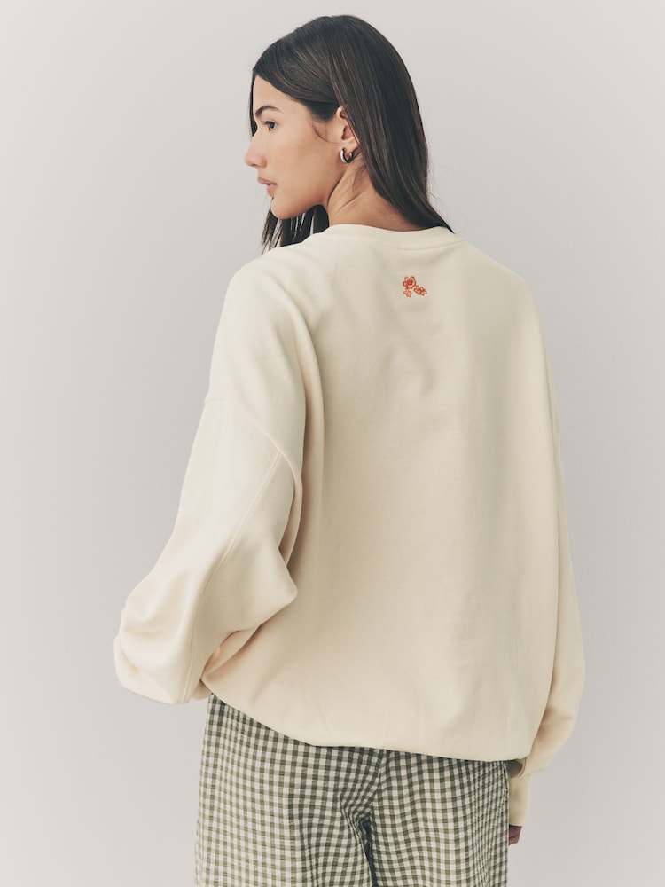 Ecru Graphic NYC Garden Party 100% Cotton Sweatshirt - Image 2 of 8
