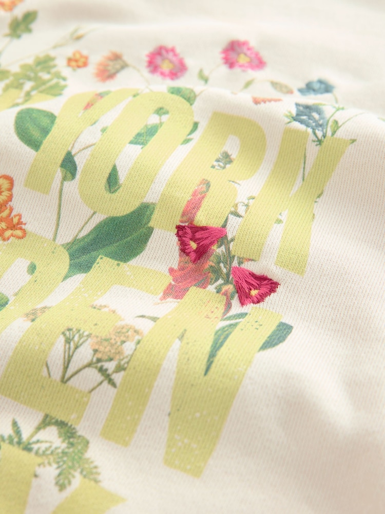 Ecru Graphic NYC Garden Party 100% Cotton Sweatshirt - Image 7 of 8