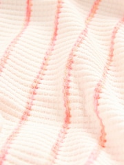 Ecru/Pink Textured Waffle Zip Through Jumper Hoodie - Image 8 of 8