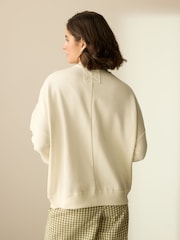 Ecru Relaxed Fit Button Down Embroidered Cardigan - Image 4 of 6