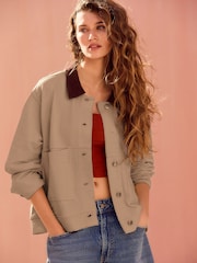 Neutral Seer Sucker Button Through Lightweight Jacket - Image 1 of 4