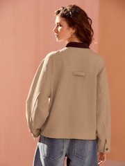 Neutral Seer Sucker Button Through Lightweight Jacket - Image 3 of 4