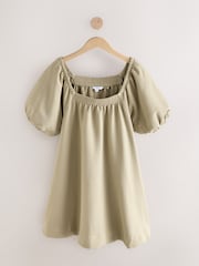 Sage Green Textured Seer Sucker Smock Dress - Image 4 of 6