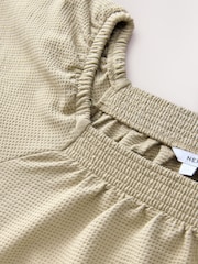 Sage Green Textured Seer Sucker Smock Dress - Image 5 of 6
