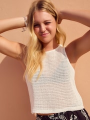 Ecru Crochet Shell Tank Top - Image 1 of 8