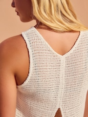 Ecru Crochet Shell Tank Top - Image 5 of 8