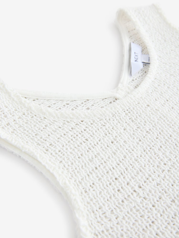 Ecru Crochet Shell Tank Top - Image 8 of 8
