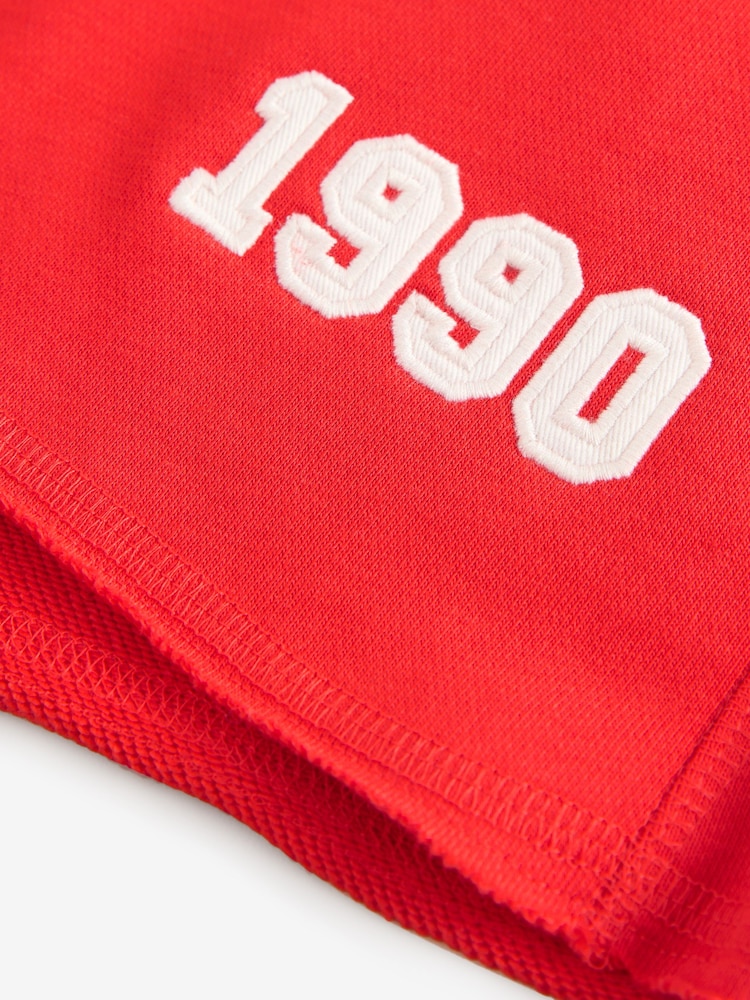 Rot - Shorts mit offenem Saum mit Grafik LA 1990 - Bild 7 von 7