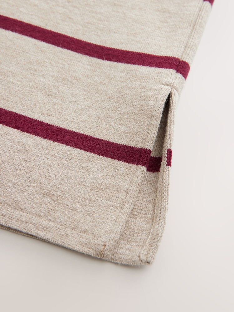 Burgundsko rdeča - Cosy Soft Touch Boxy kratek rokav; s kratkimi rokavi črtasta pletena majica pulover - Slika 3 iz 3