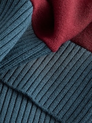 Burgundy Red/ Blue Stripe Soft Touch Heavyweight Cosy Striped Jumper - Image 7 of 8