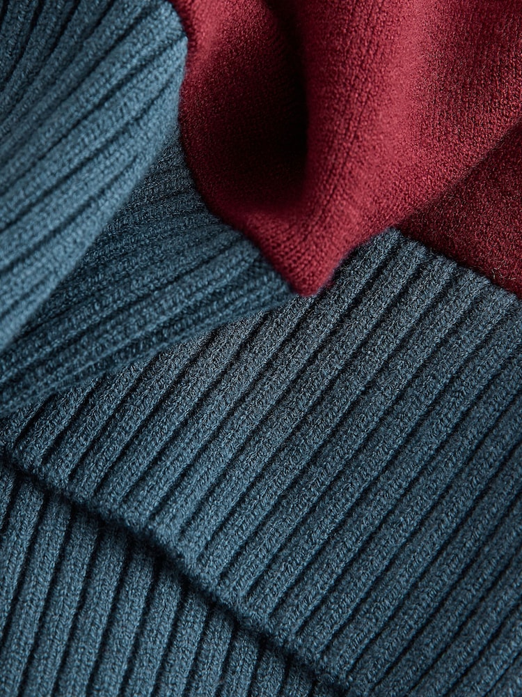 Burgundy Red/ Blue Stripe Soft Touch Heavyweight Cosy Striped Jumper - Image 7 of 8
