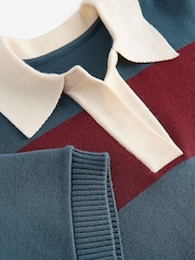 Burgundy Red/ Blue Stripe Soft Touch Heavyweight Cosy Striped Jumper - Image 8 of 8