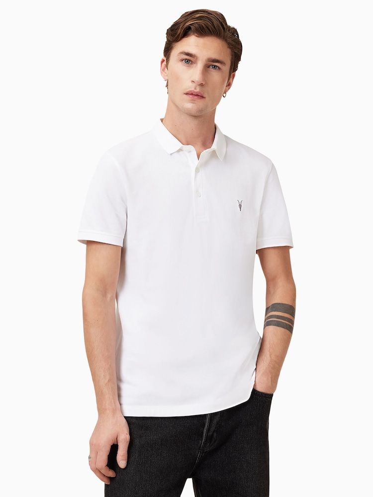 Bela - Allsaints Polo majica s kratkimi rokavi Reform - Slika 1 iz 8 Bela - Allsaints Polo majica s kratkimi rokavi Reform - Slika 1 iz 8