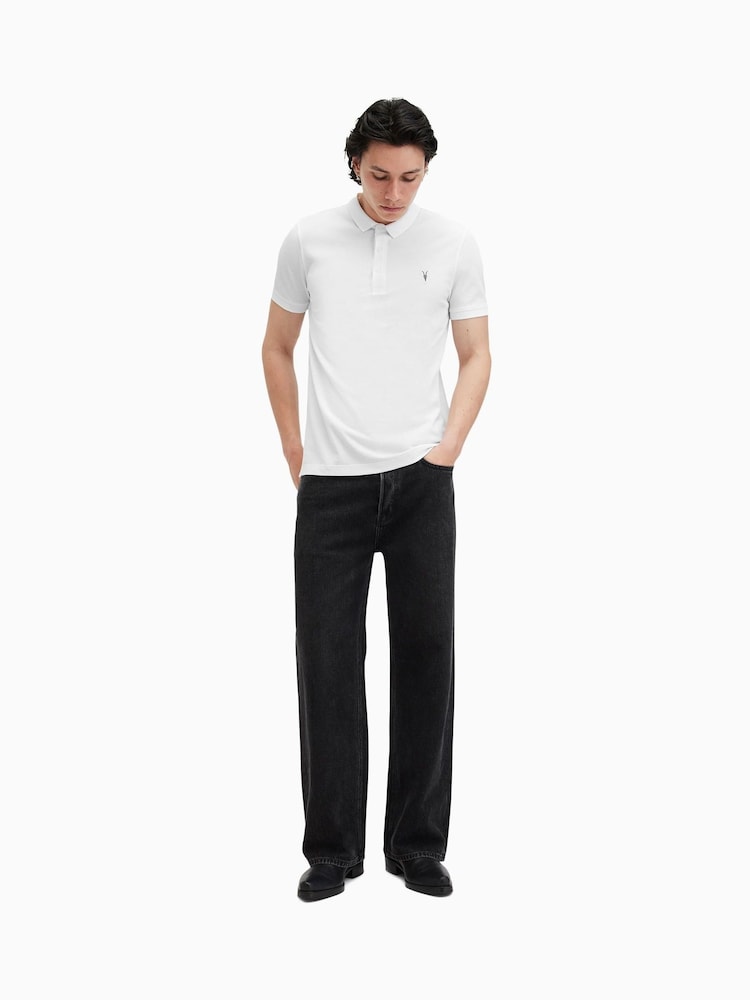 AllSaints White Reform Shortsleeve Polo Shirt - Image 3 of 6