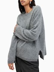 AllSaints Grey Rebel Crew Neck Jumpers - Image 1 of 8