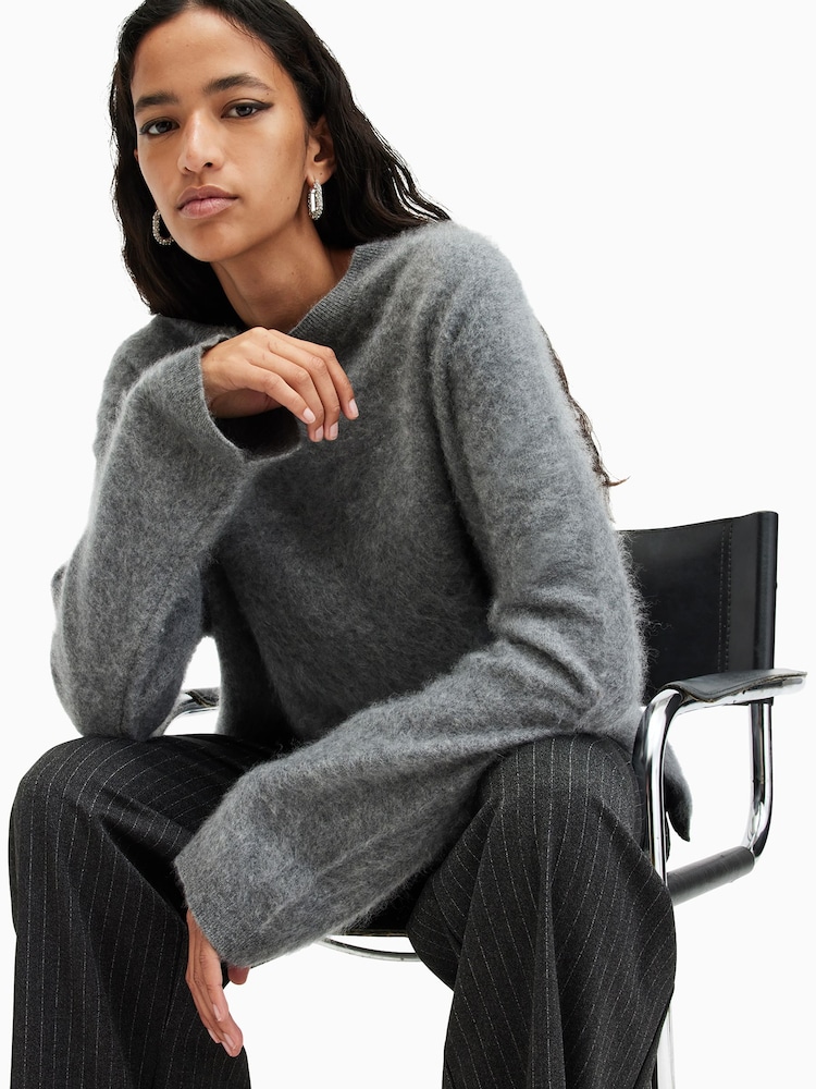 AllSaints Grey Rebel Crew Neck Jumpers - Image 2 of 8