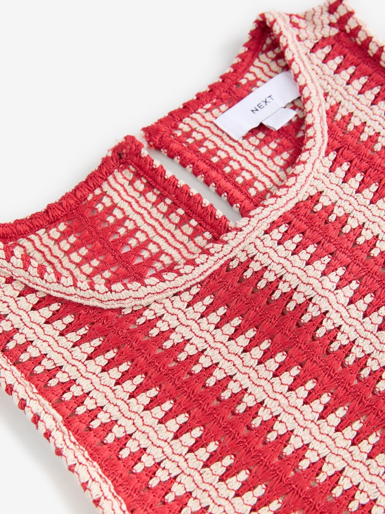 White Crochet Shift Stripe Dress - Image 8 of 8