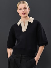 Black/Stone Soft Touch Heavyweight Cosy Striped Jumper - Image 1 of 8