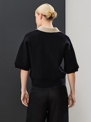 Black/Stone Soft Touch Heavyweight Cosy Striped Jumper - Image 2 of 8
