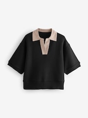 Black/Stone Soft Touch Heavyweight Cosy Striped Jumper - Image 6 of 8