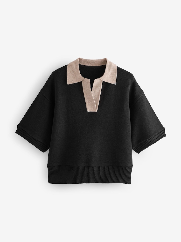 Black/Stone Soft Touch Heavyweight Cosy Striped Jumper - Image 6 of 8