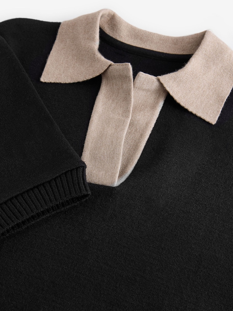 Black/Stone Soft Touch Heavyweight Cosy Striped Jumper - Image 7 of 8
