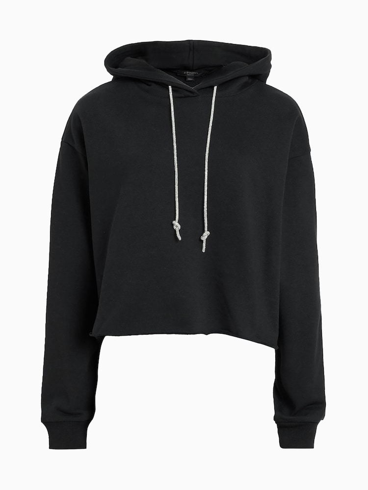AllSaints Black Pippa Sparkle 100% Cotton Hoodie - Image 6 of 6