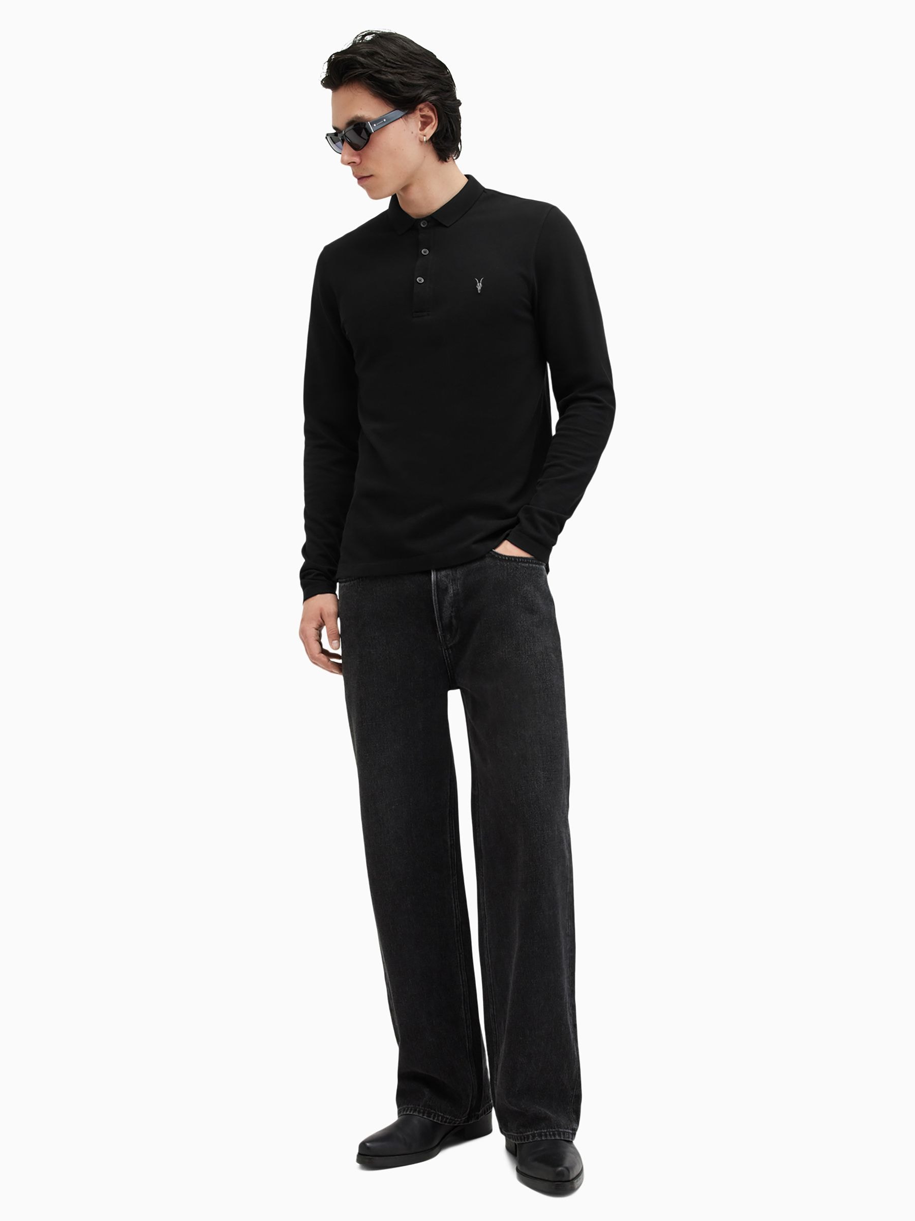 Buy AllSaints Black Reform Longsleeve Polo Shirt from Next USA