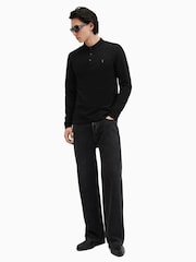 AllSaints Black Reform Longsleeve Polo Shirt - Image 4 of 6