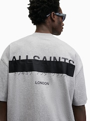 AllSaints Grey Redact Shortsleeve Crew Neck T-Shirt - Image 2 of 7