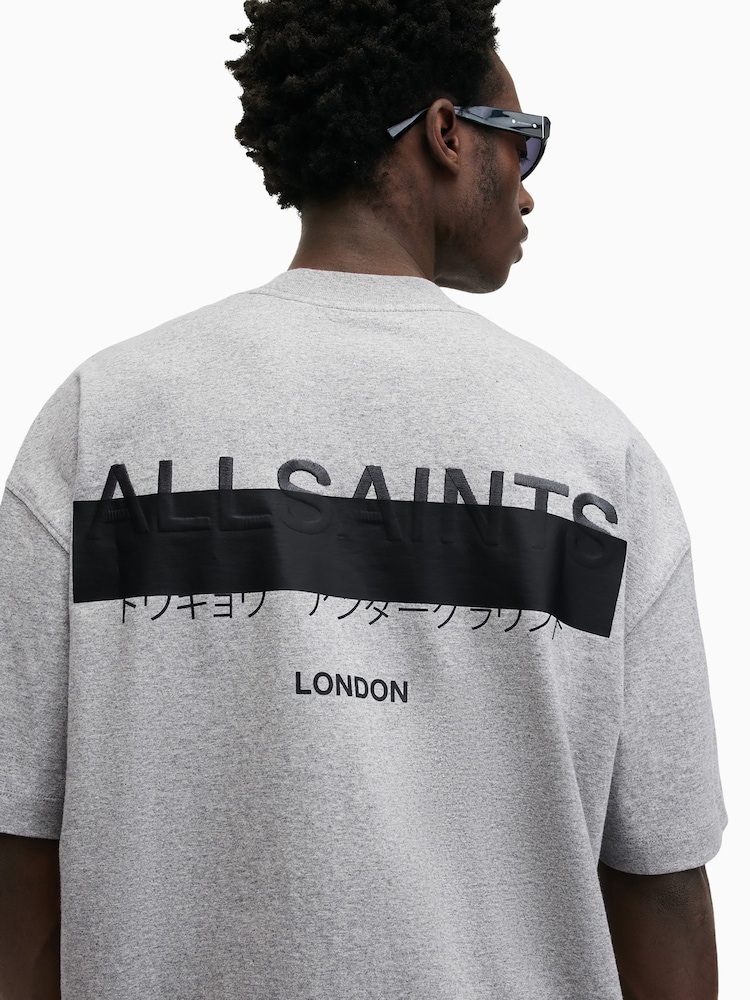 AllSaints Grey Redact Shortsleeve Crew Neck T-Shirt - Image 2 of 7