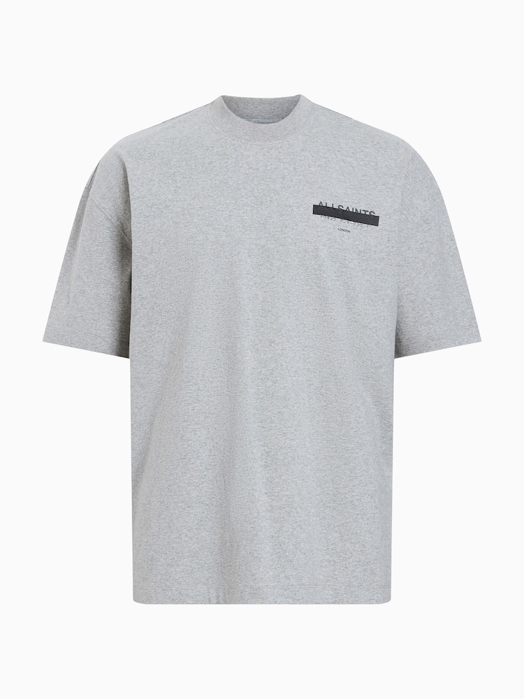 AllSaints Grey Redact Shortsleeve Crew Neck T-Shirt - Image 7 of 7